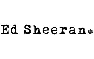 Ed Sheeran's logo displayed in a serif font with a small paw print next to his name.