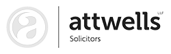 Attwells Solicitors' logo featuring the associations ' name in a sans serif font next to a serif A cased within a circle.