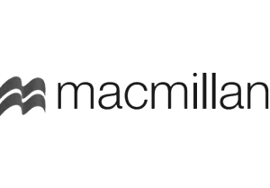Macmillan's logo displayed in a thin sans serif font next to a wavy symbol.