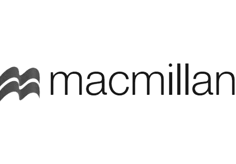 Macmillan's logo displayed in a thin sans serif font next to a wavy symbol.