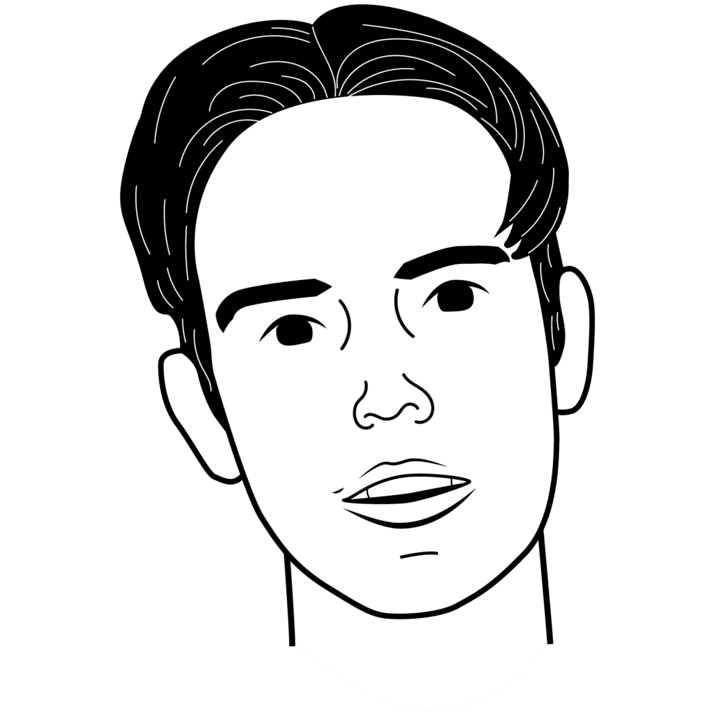 Basic cartoon illustration of Leon O'Leary