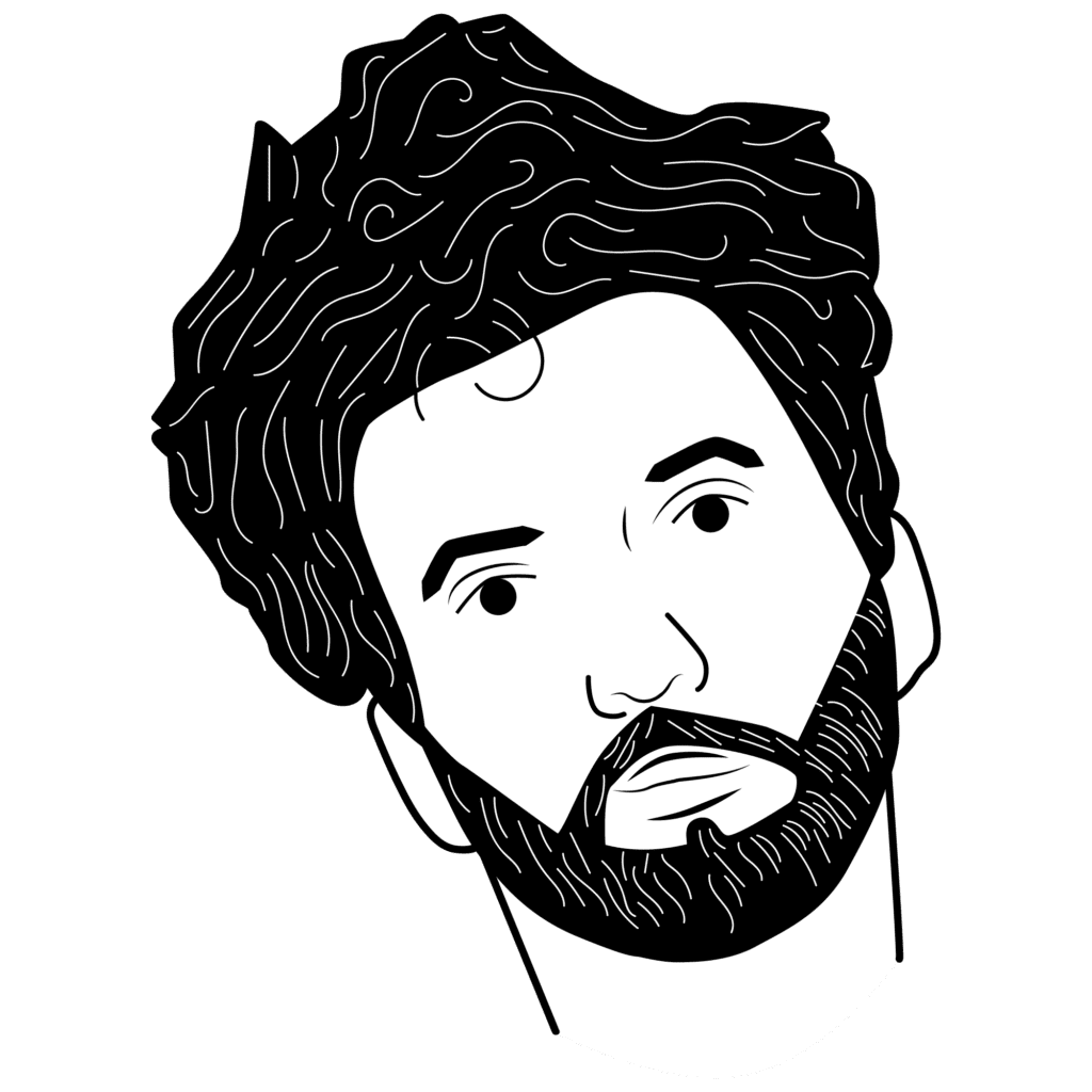 Basic cartoon illustration of Nic Ilott